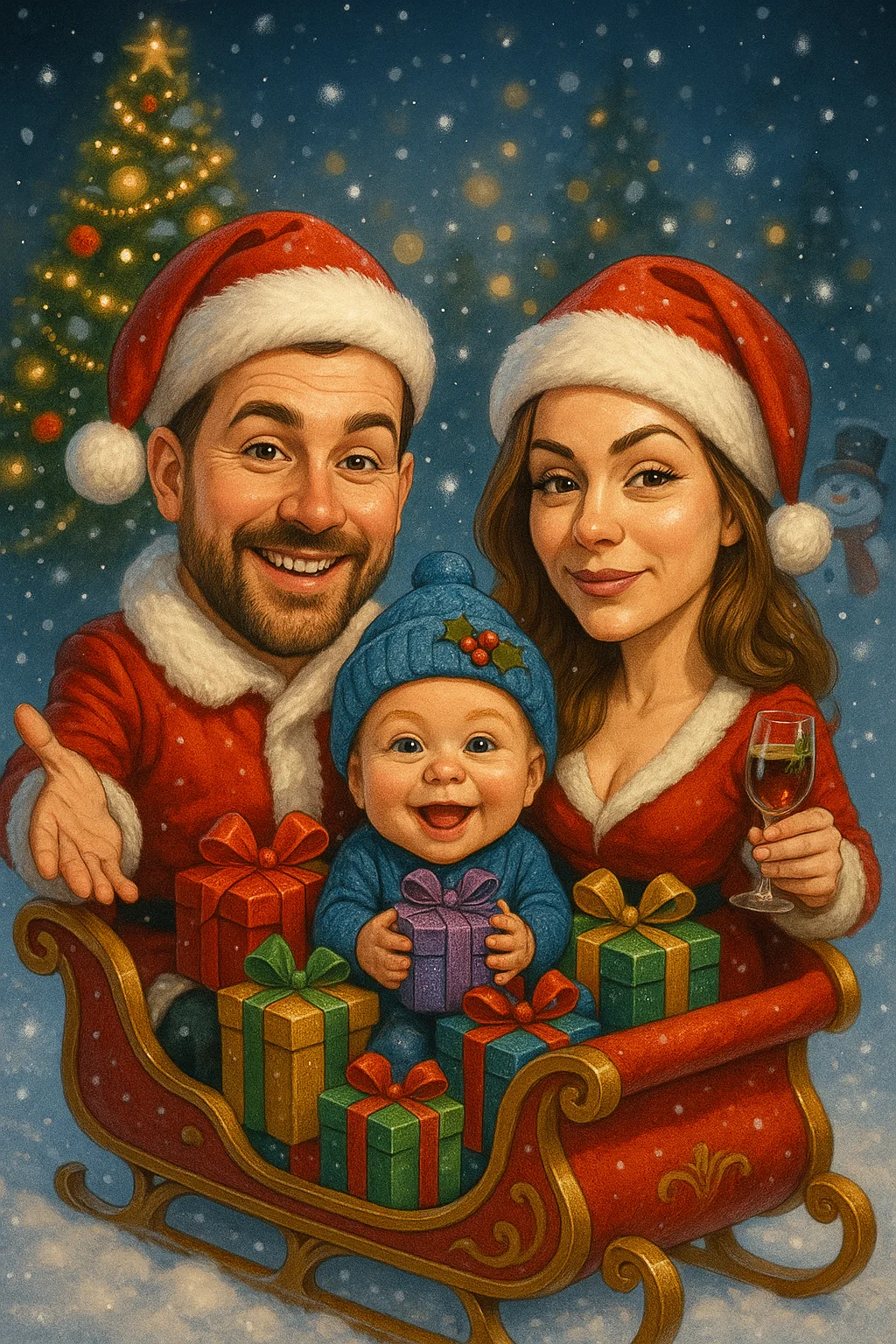 Коледна карикатура с дете