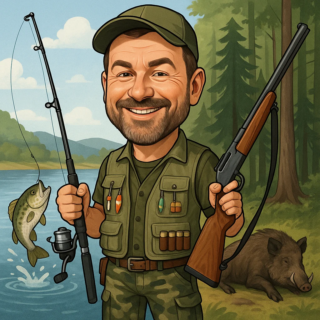 Карикатура за рибар/ловец