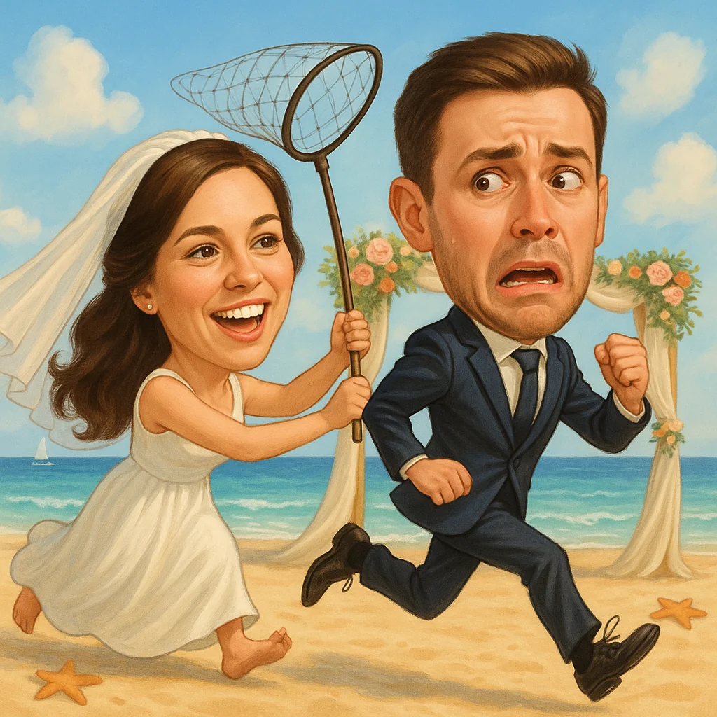 Карикатура за сватба/младоженци
